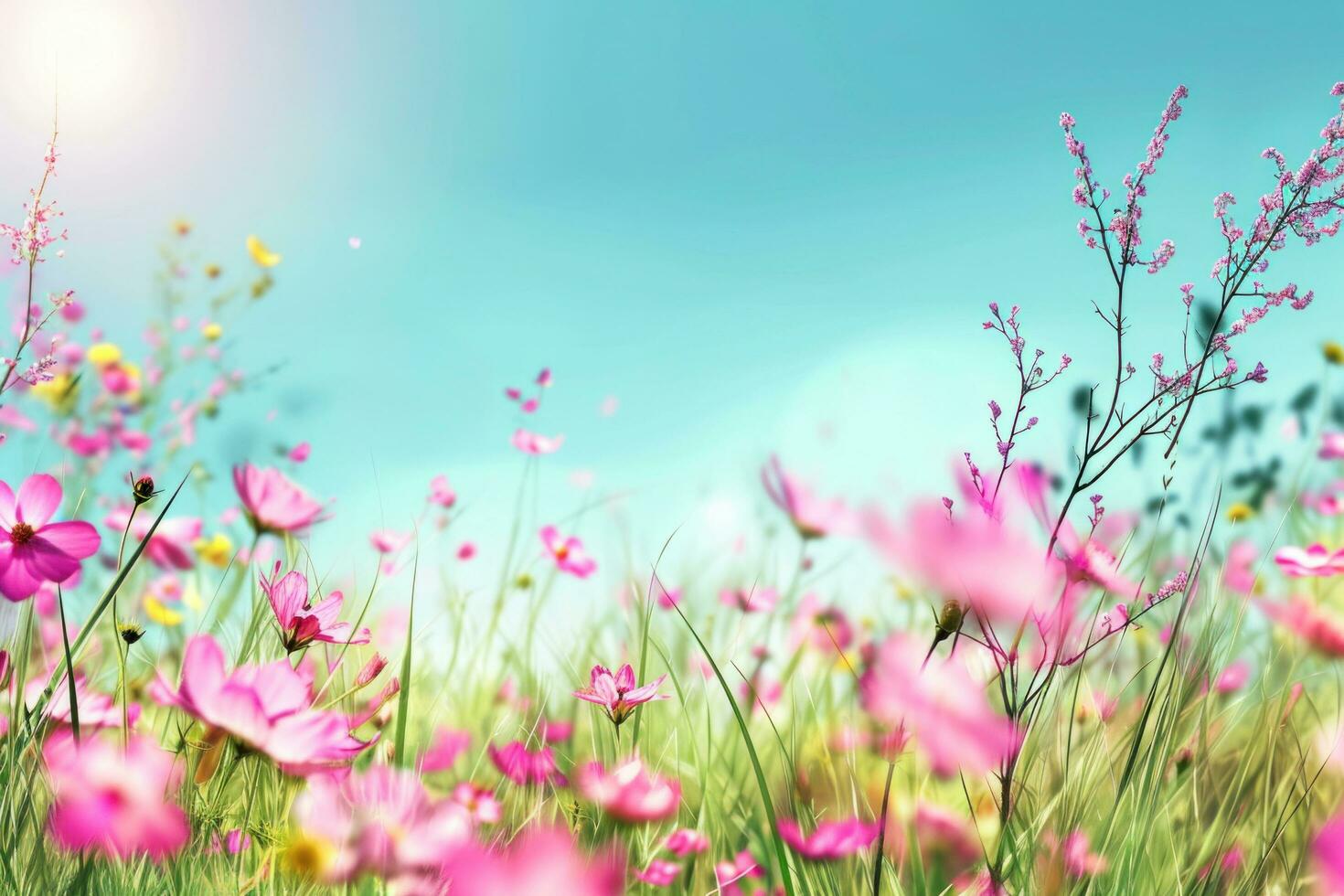 AI generated spring poster template with large copy space for text photo