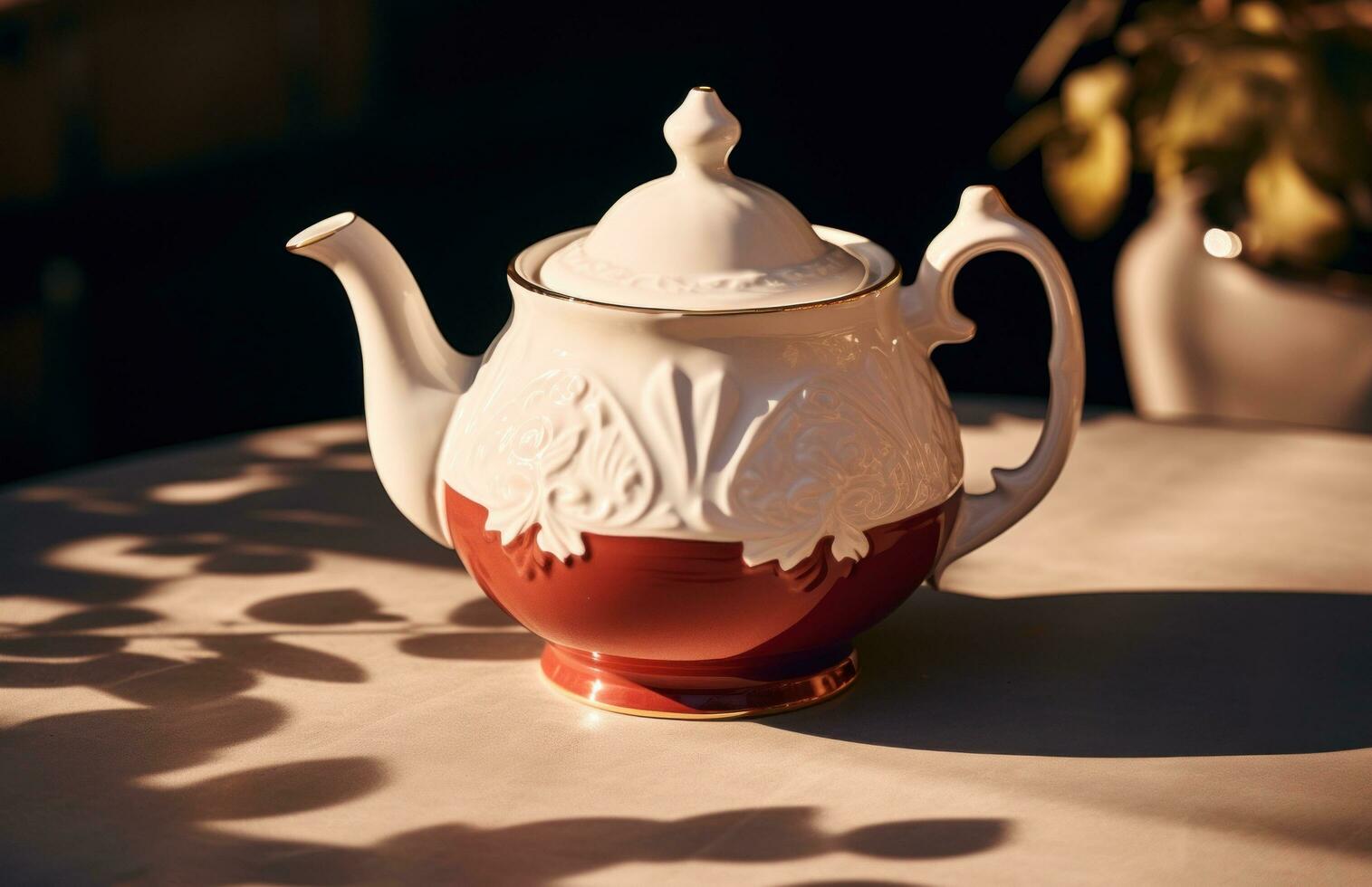 AI generated a white teapot in the sun photo