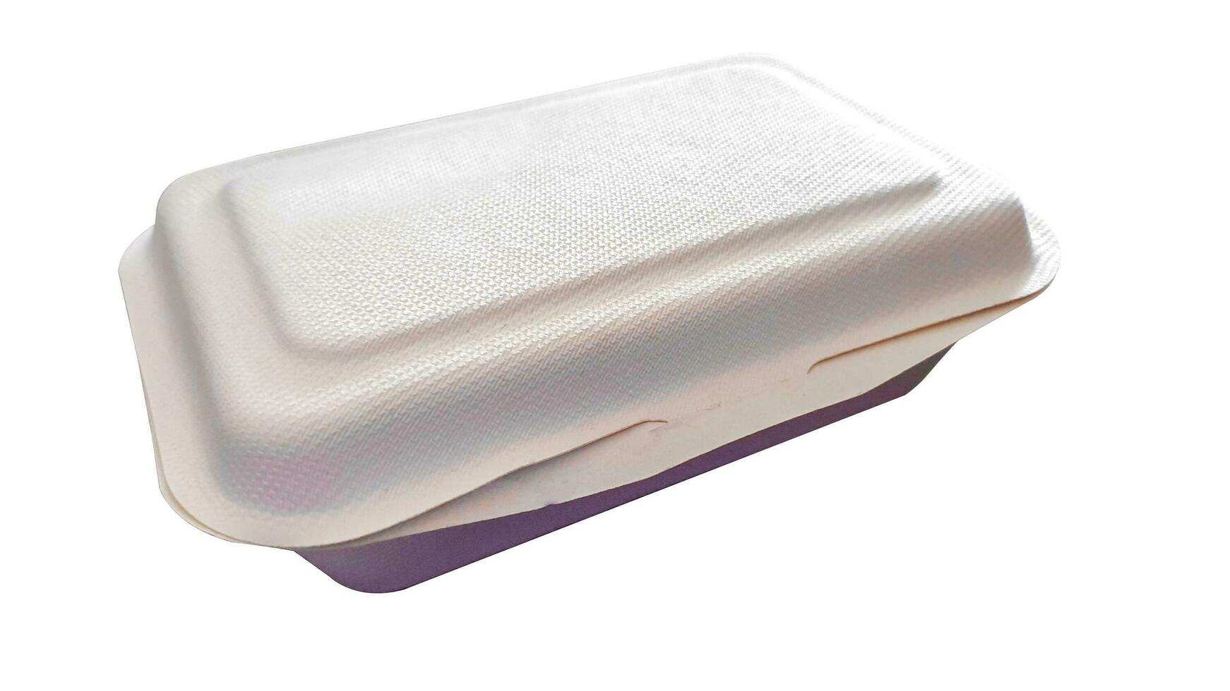 Closeup recycle paper food box isolate on white background and make with clipping paths. photo