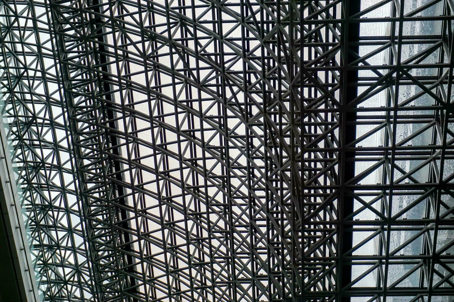 Closeup and crop building structure in black and white mono tone color. photo