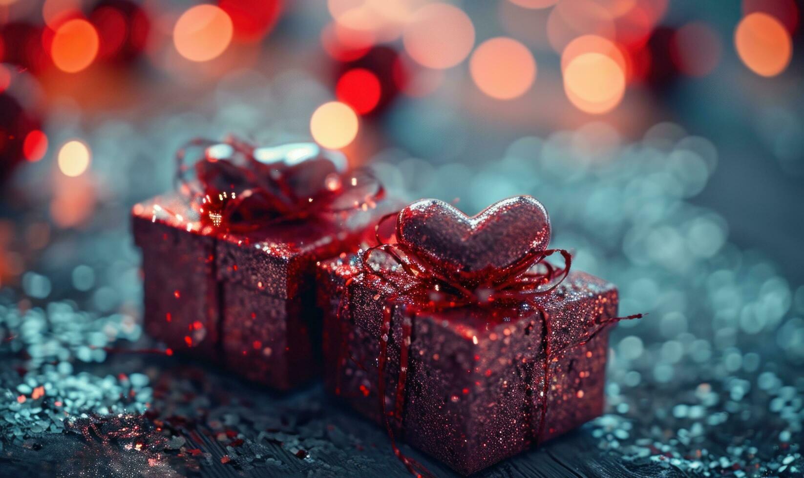 AI generated two boxes that are red, with a heart on top photo