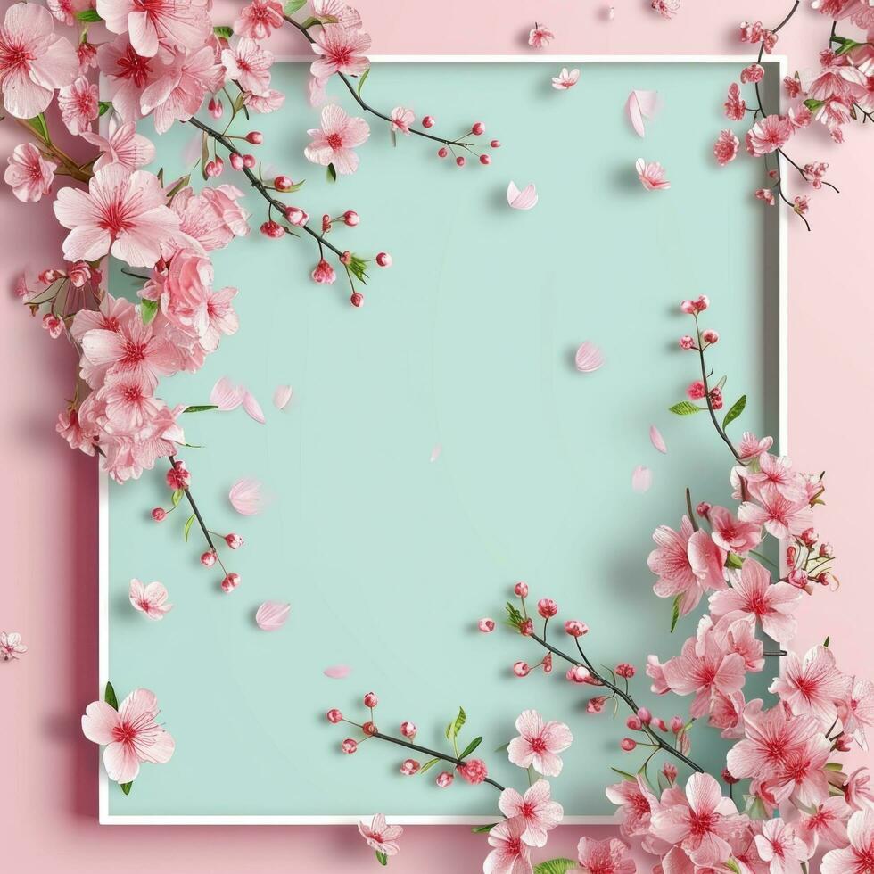 AI generated spring poster template with large copy space for text photo