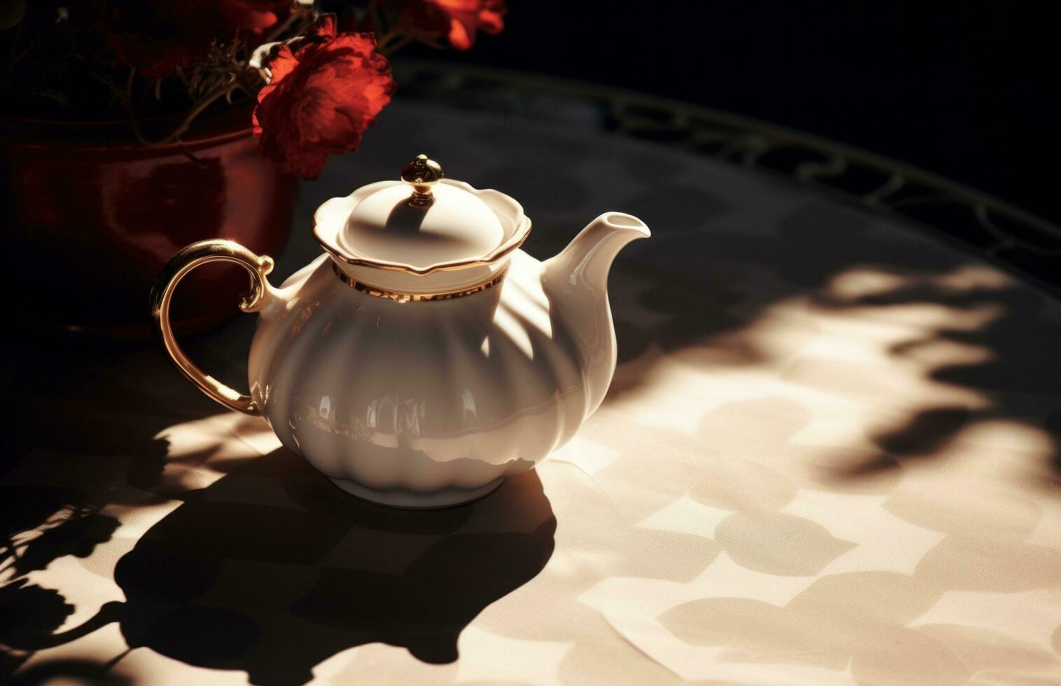 AI generated a white teapot in the sun photo