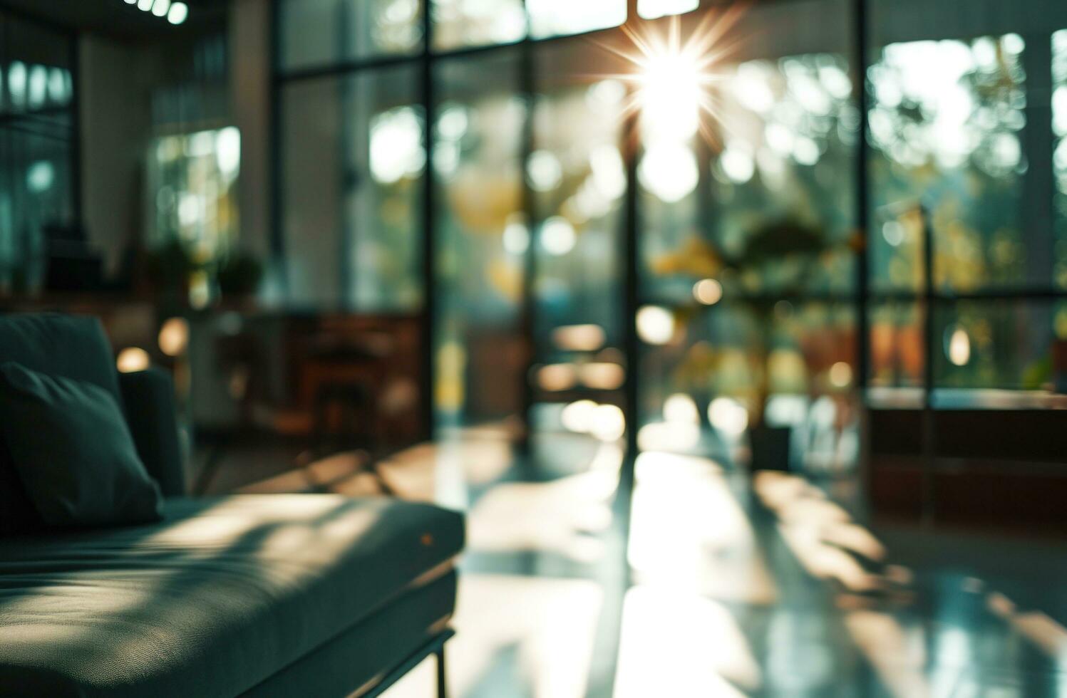 AI generated a blurred image of a large living room photo
