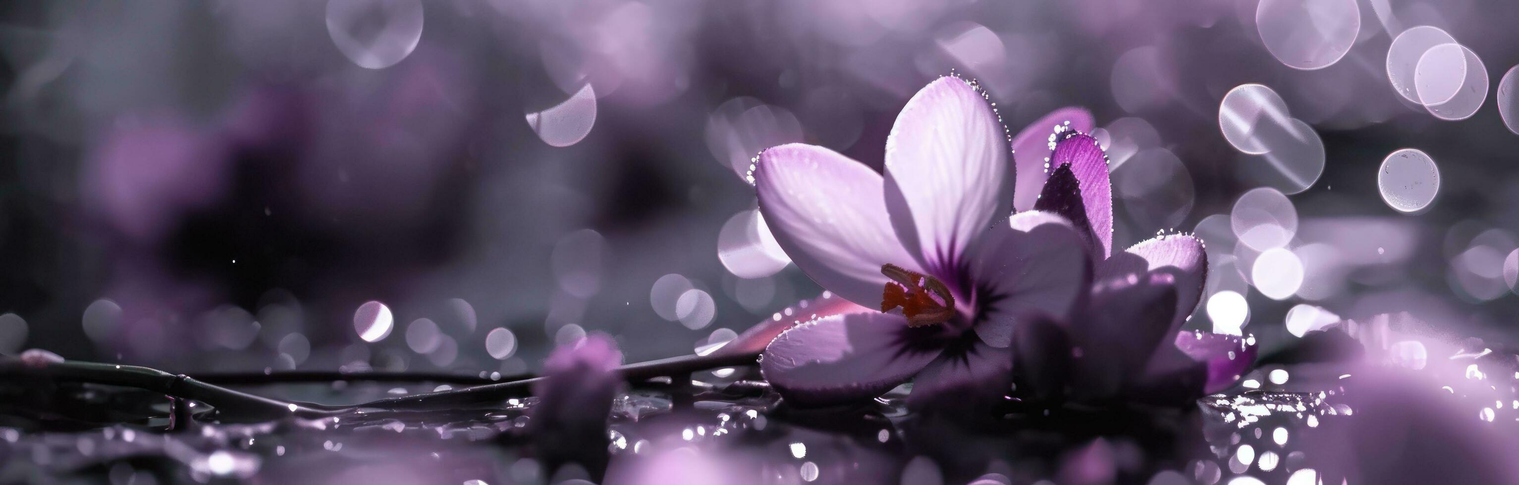 AI generated crocus flowers is bright and pink photo