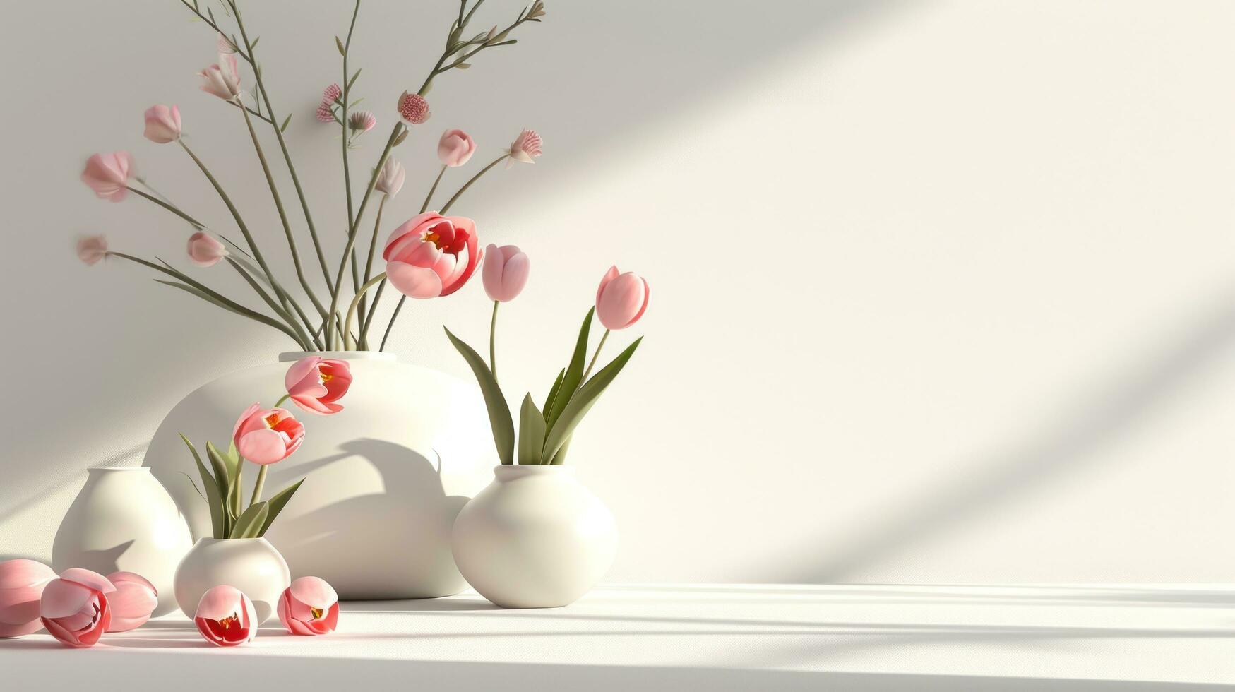 AI generated 8 march poster template with large copy space for text photo
