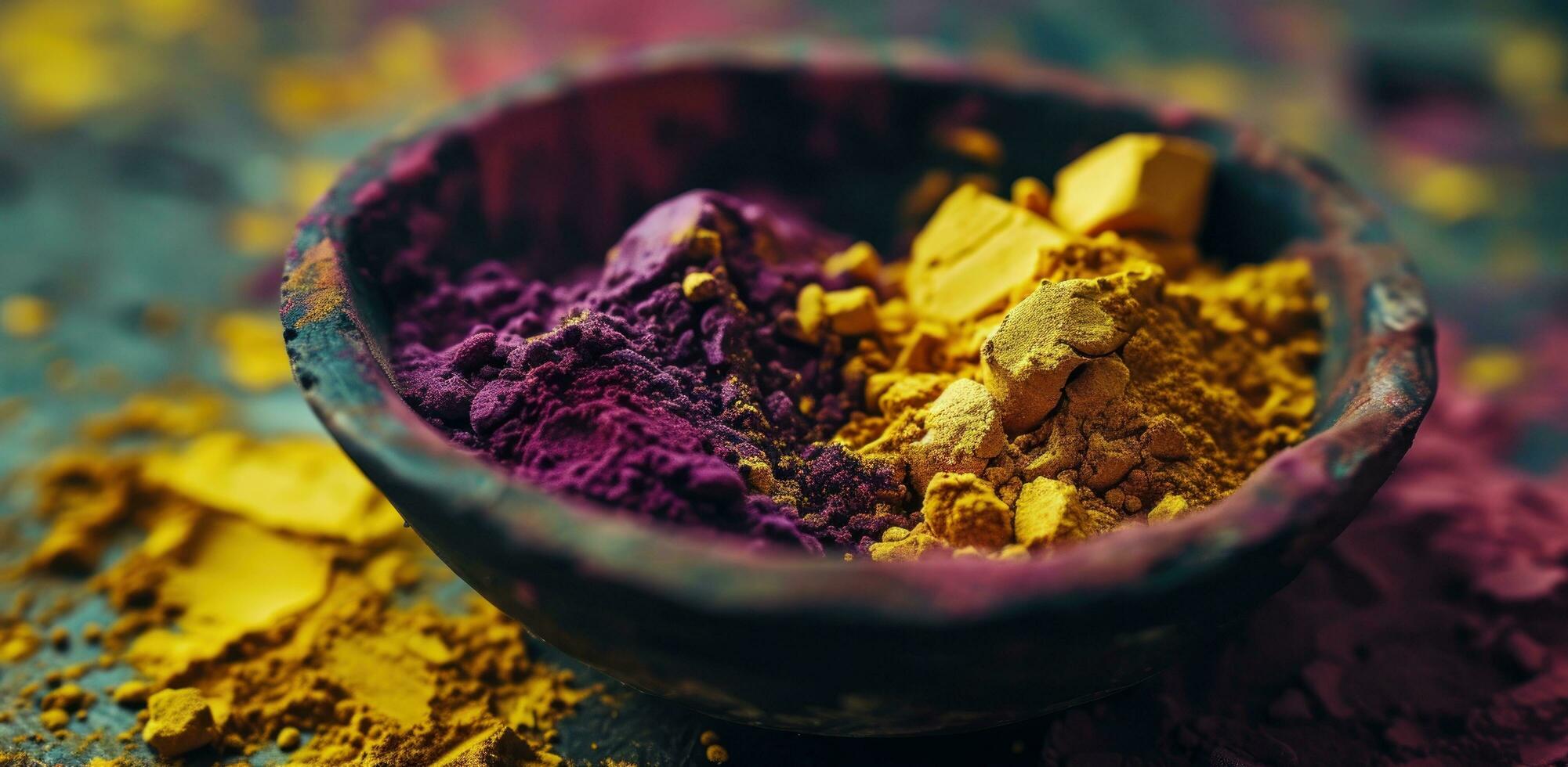 AI generated different colored powders in a bowl photo