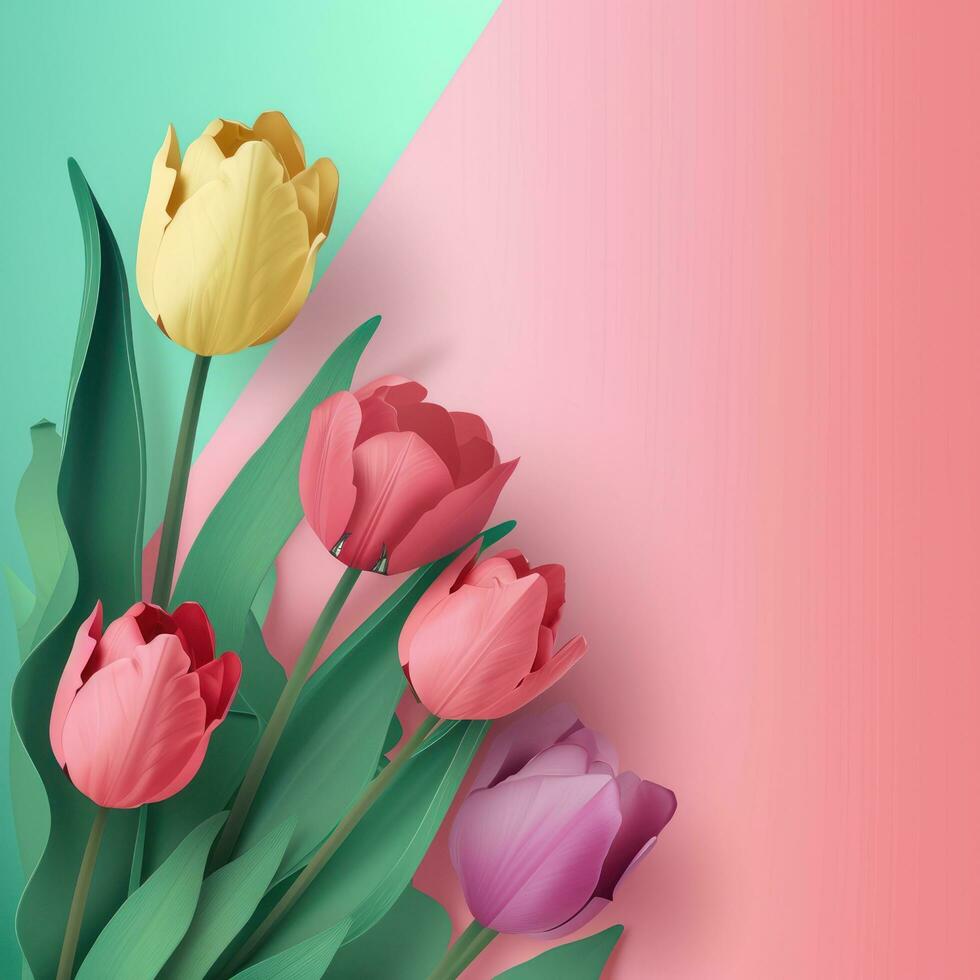 AI generated 8 march poster template with large copy space for text photo
