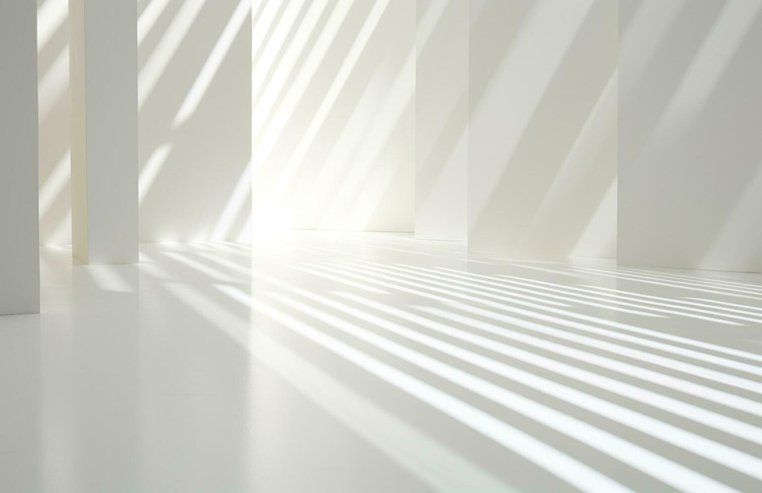 AI generated white striped floor with light shining on it photo