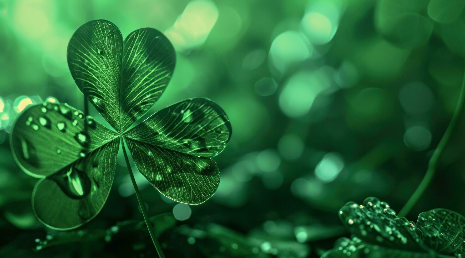 AI generated a four leaf clover leaf on a green background photo