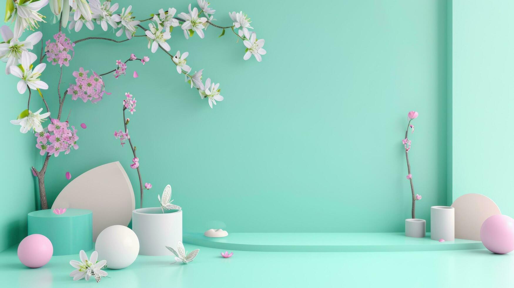 AI generated 8 march poster template with large copy space for text photo
