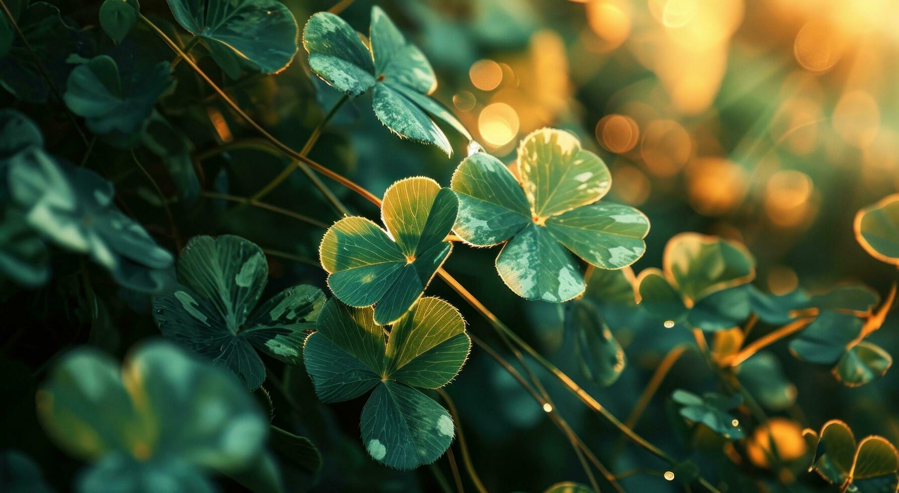 AI generated a flower shaped background with some green clovers photo