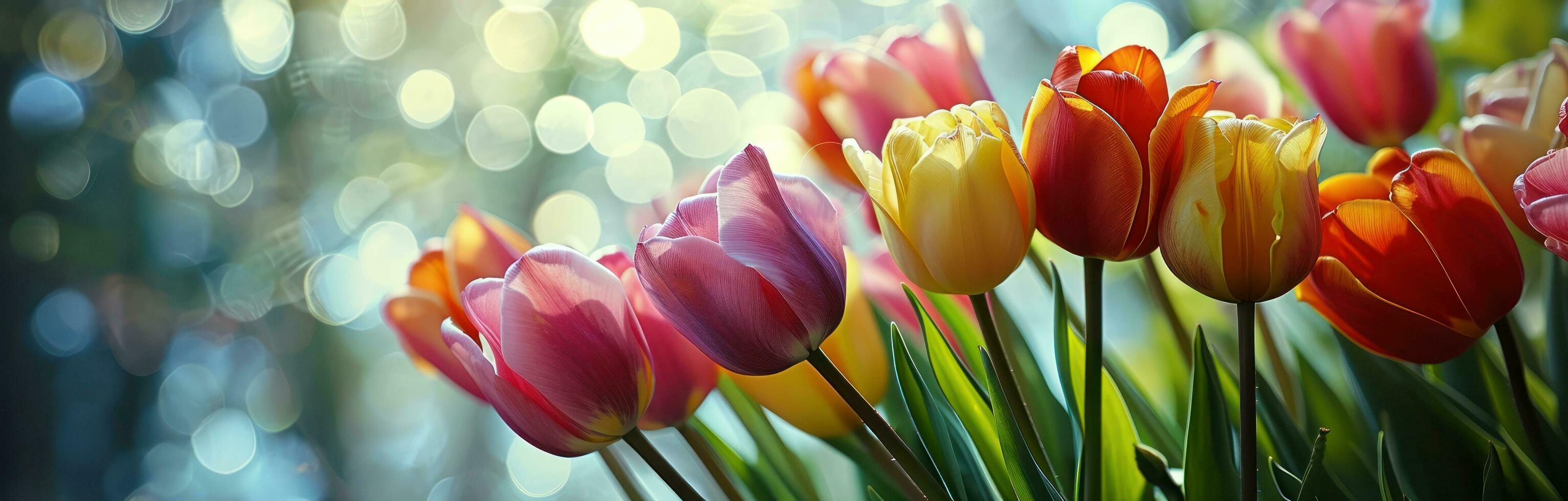 AI generated a bunch of tulips are placed in an arrangement photo