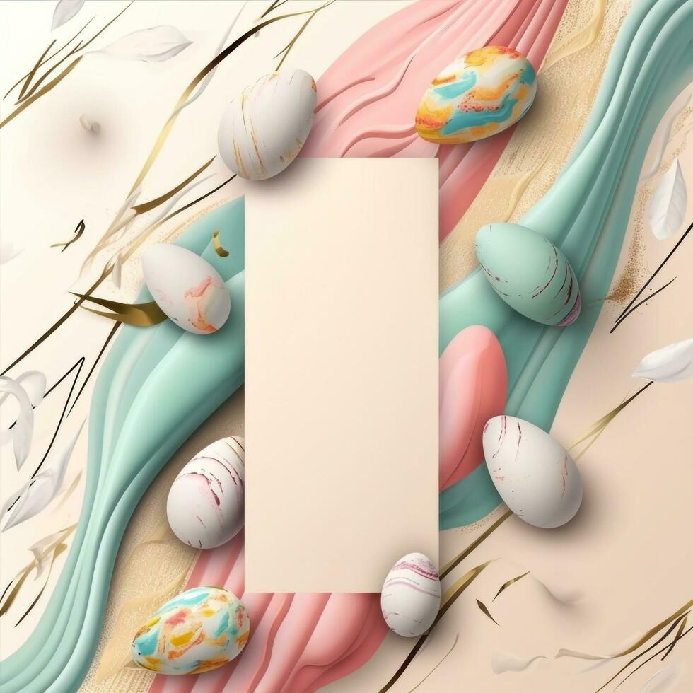 AI generated easter poster template with large copy space for text. photo
