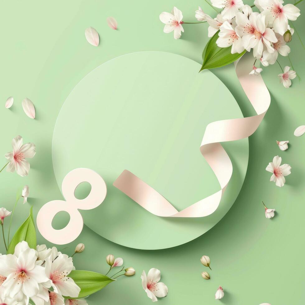 AI generated 8 march poster template with large copy space for text photo