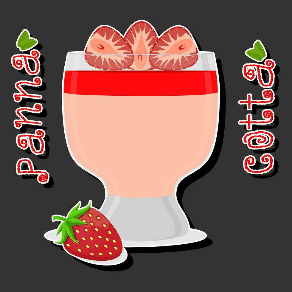 Illustration on theme fresh fruit tasty jelly panna cotta of various ingredients vector