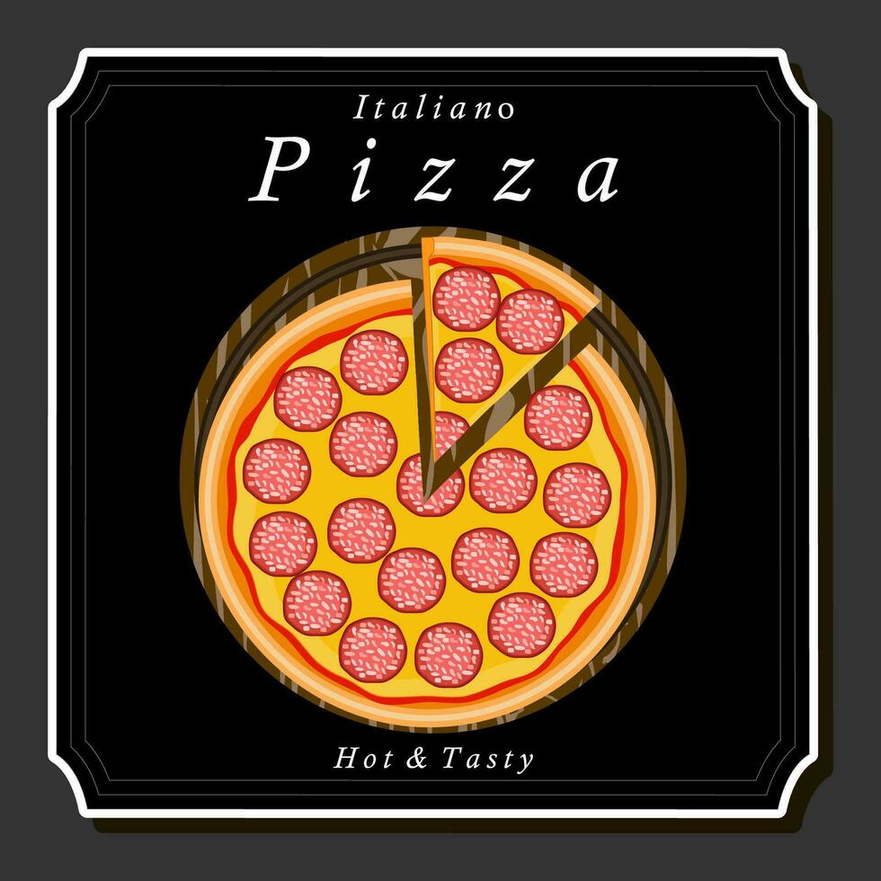 Illustration on theme big hot tasty pizza to pizzeria menu vector