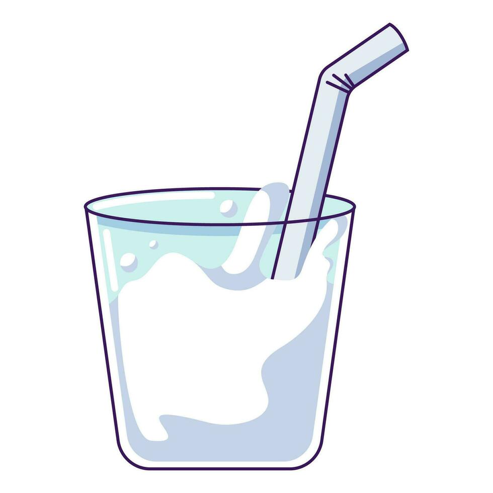Glass of milk in simple flat design vector