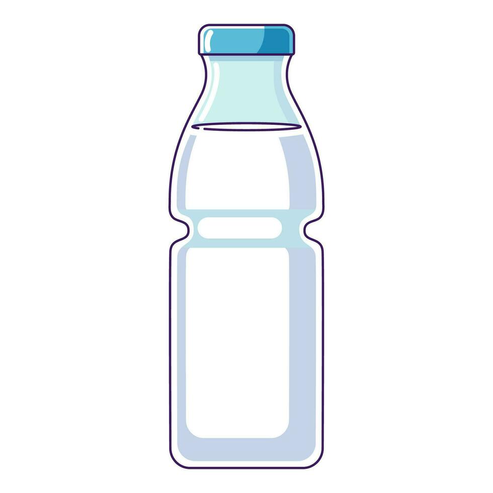 Glass milk bottle in simple flat design vector