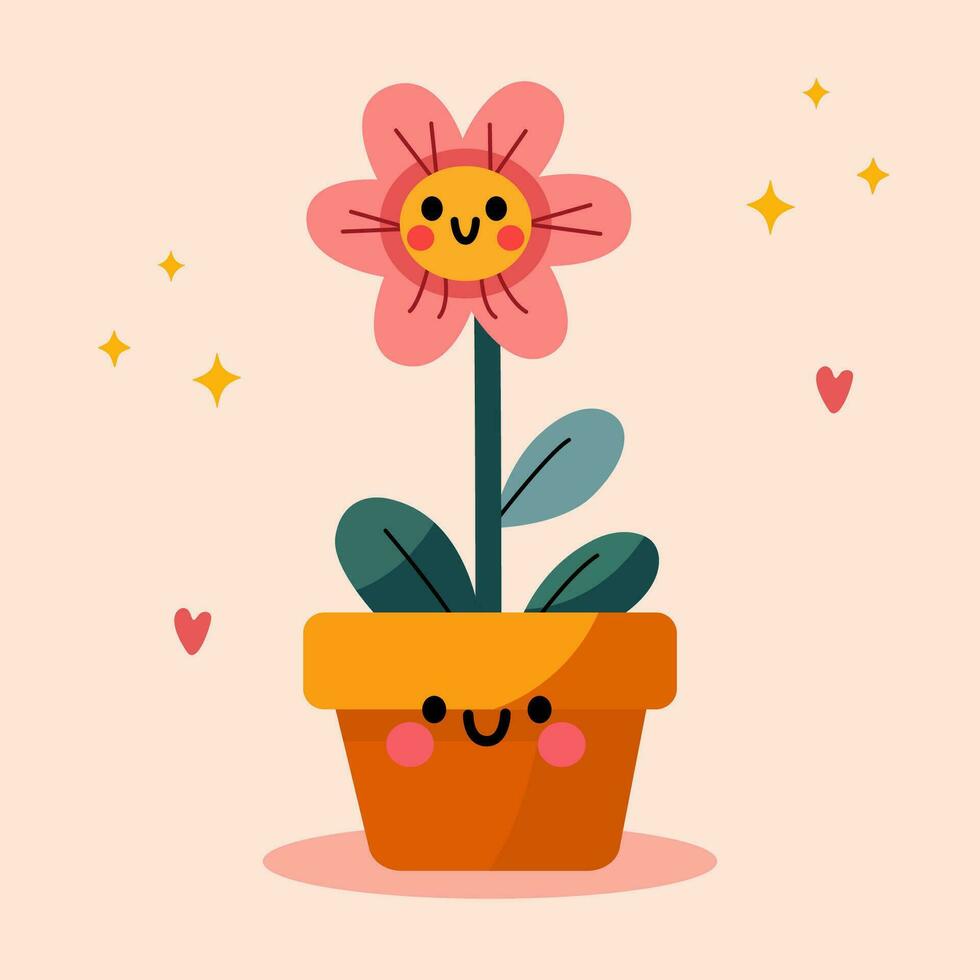 Cute little flower in pot vector