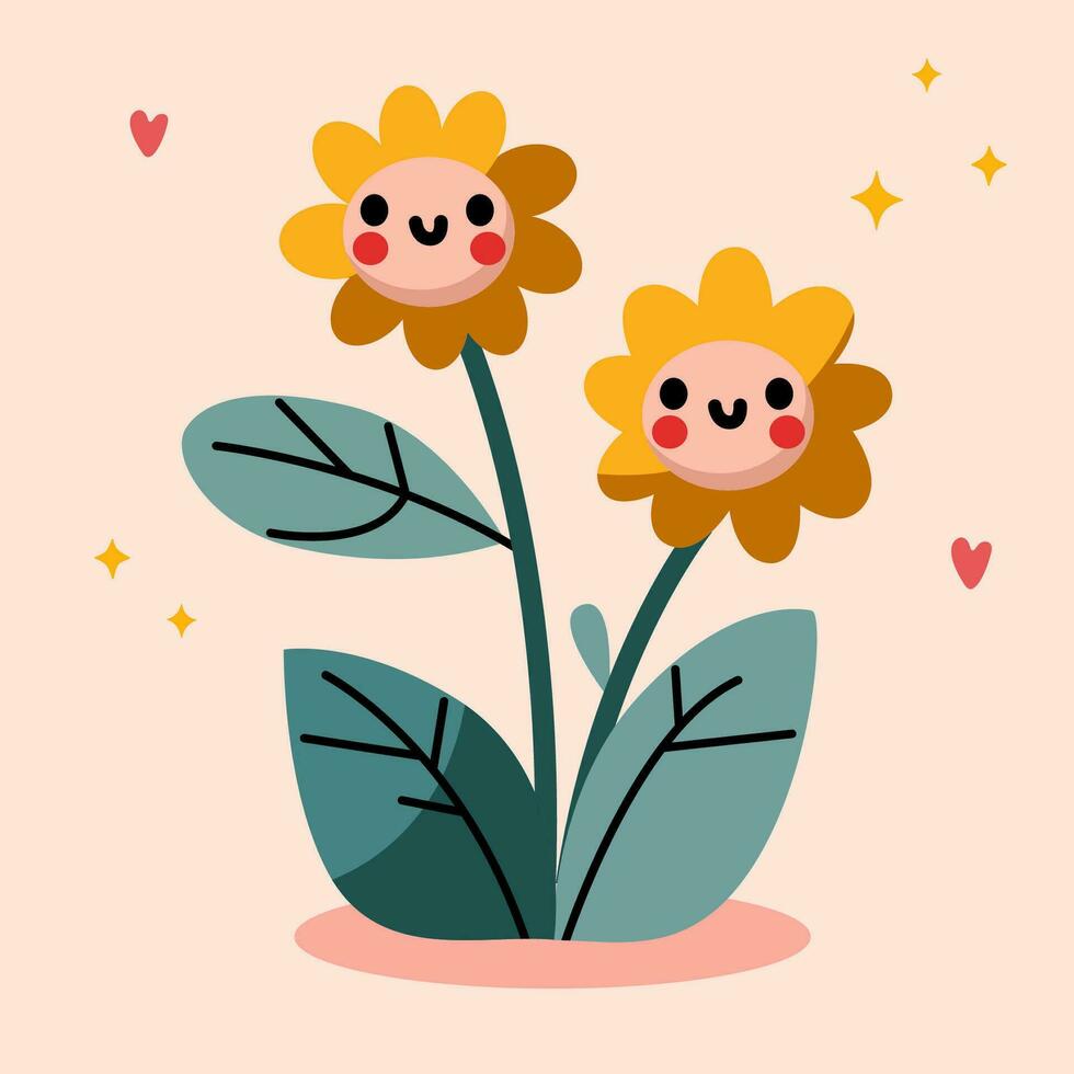 Cute orange flowers in garden vector