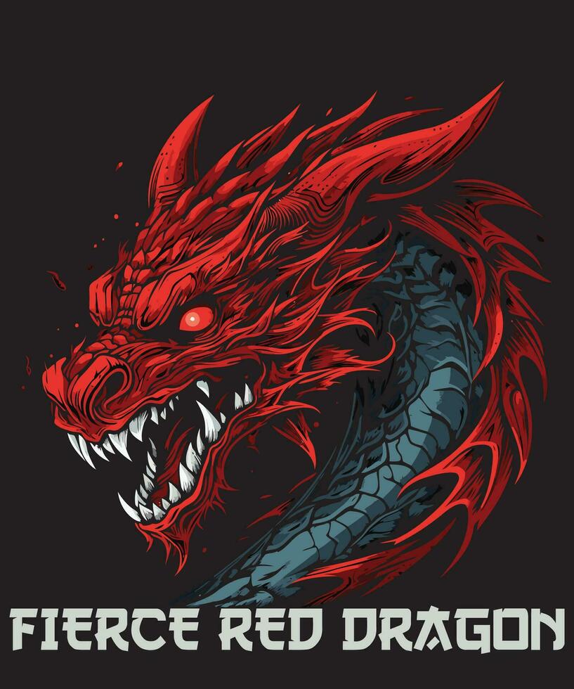 Fierce Red Dragon t-shirt vector