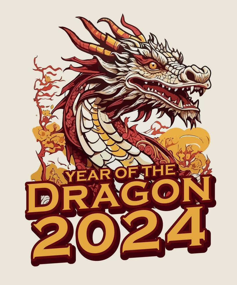 Chinese Year of the Dragon 2024 t-shirt vector