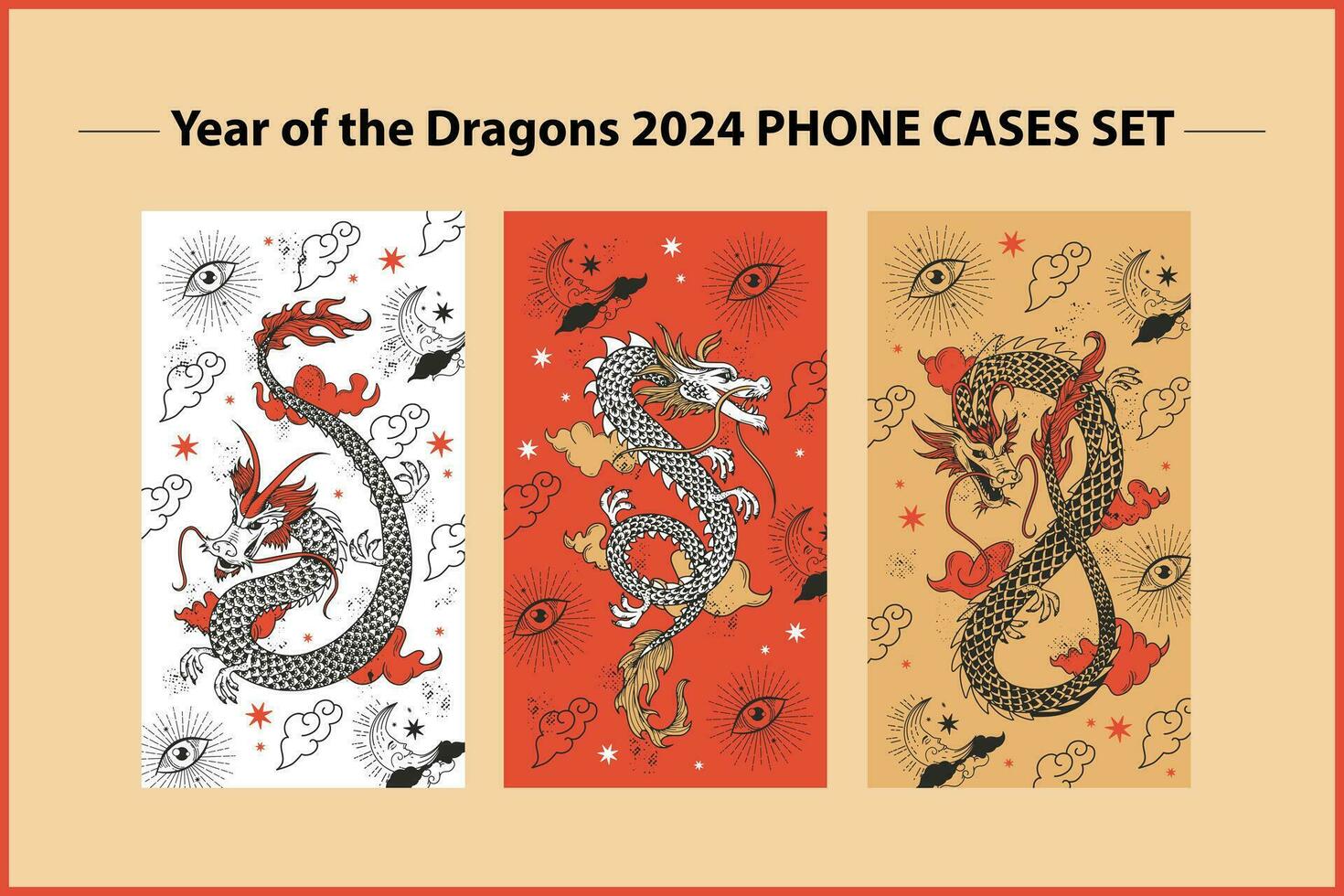 año de el dragones 2024 teléfono casos vector