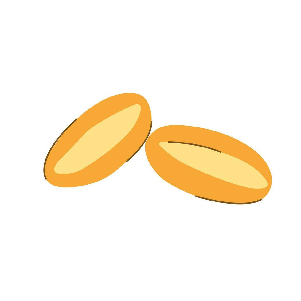Small french buns on isolated white background in flat style. Food and bakery products. Carbohydrates. Vector illustration.