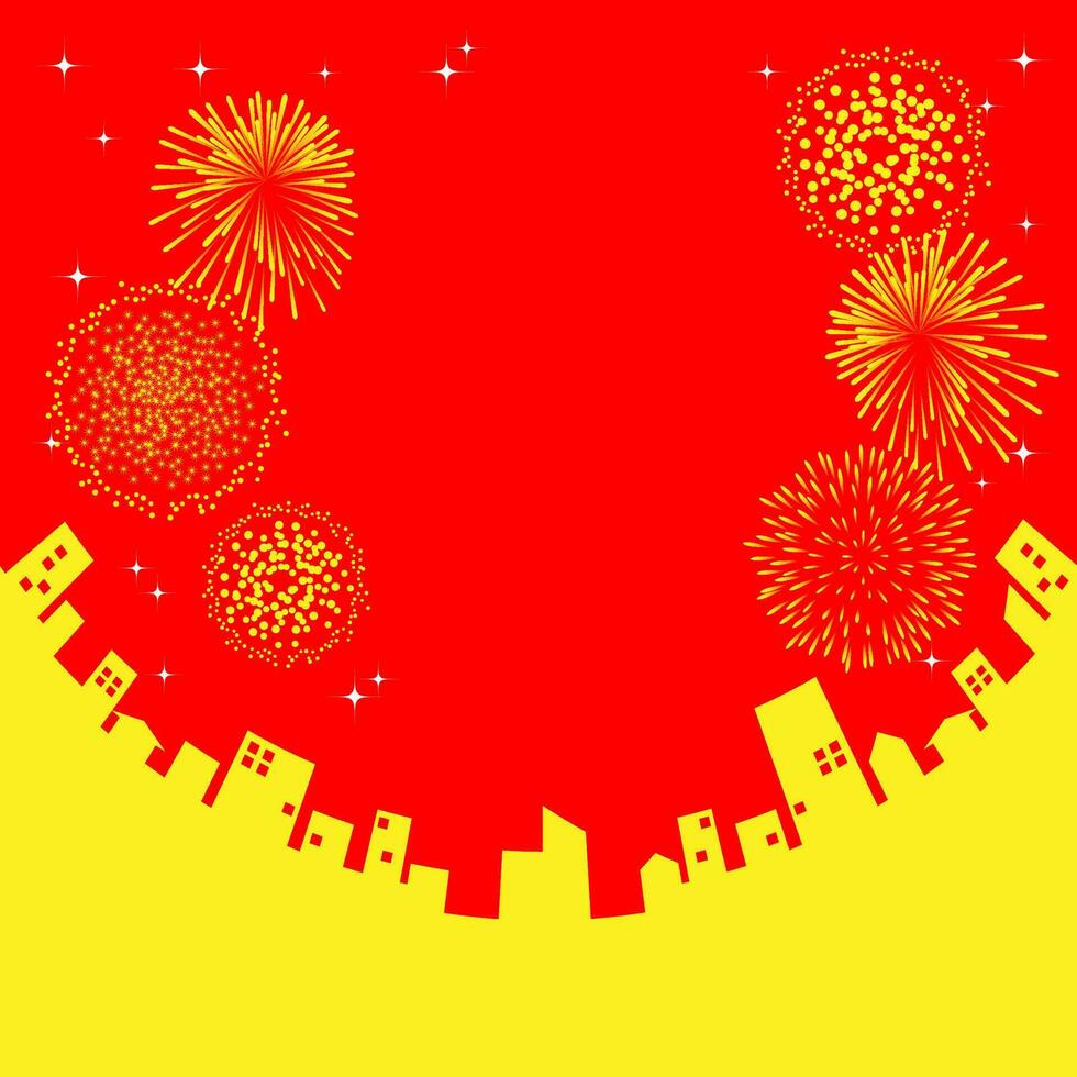 Vector of fireworks in sky over China city for Chinese New Year