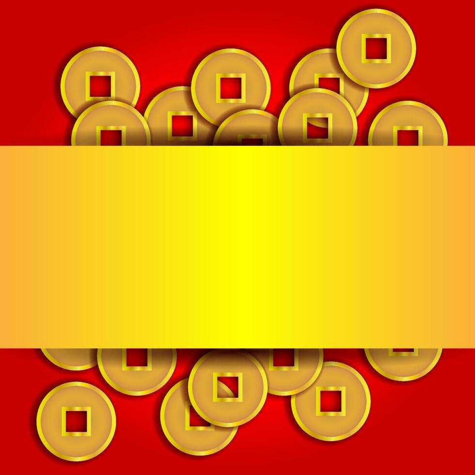 Gold coins background for Chinese New Year card vector