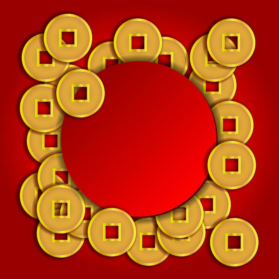 Gold coins background for Chinese New Year card vector