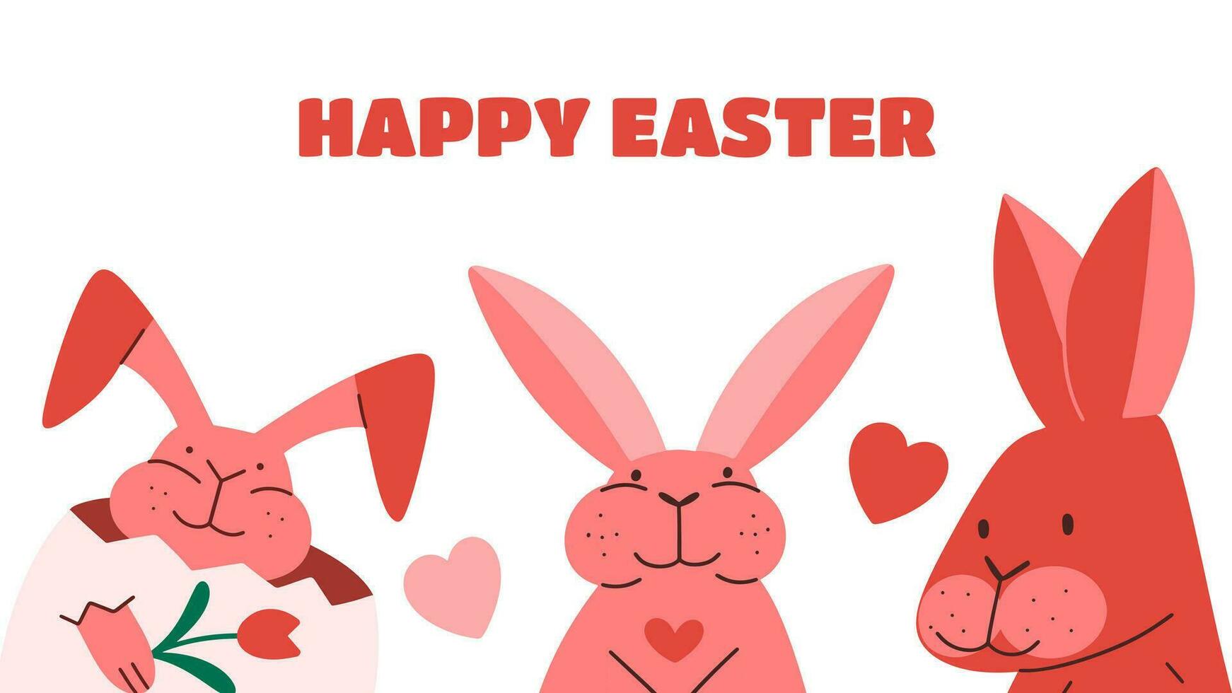 Happy Easter abstract design background. Funny Easter Bunny. Vector illustration in flat style.