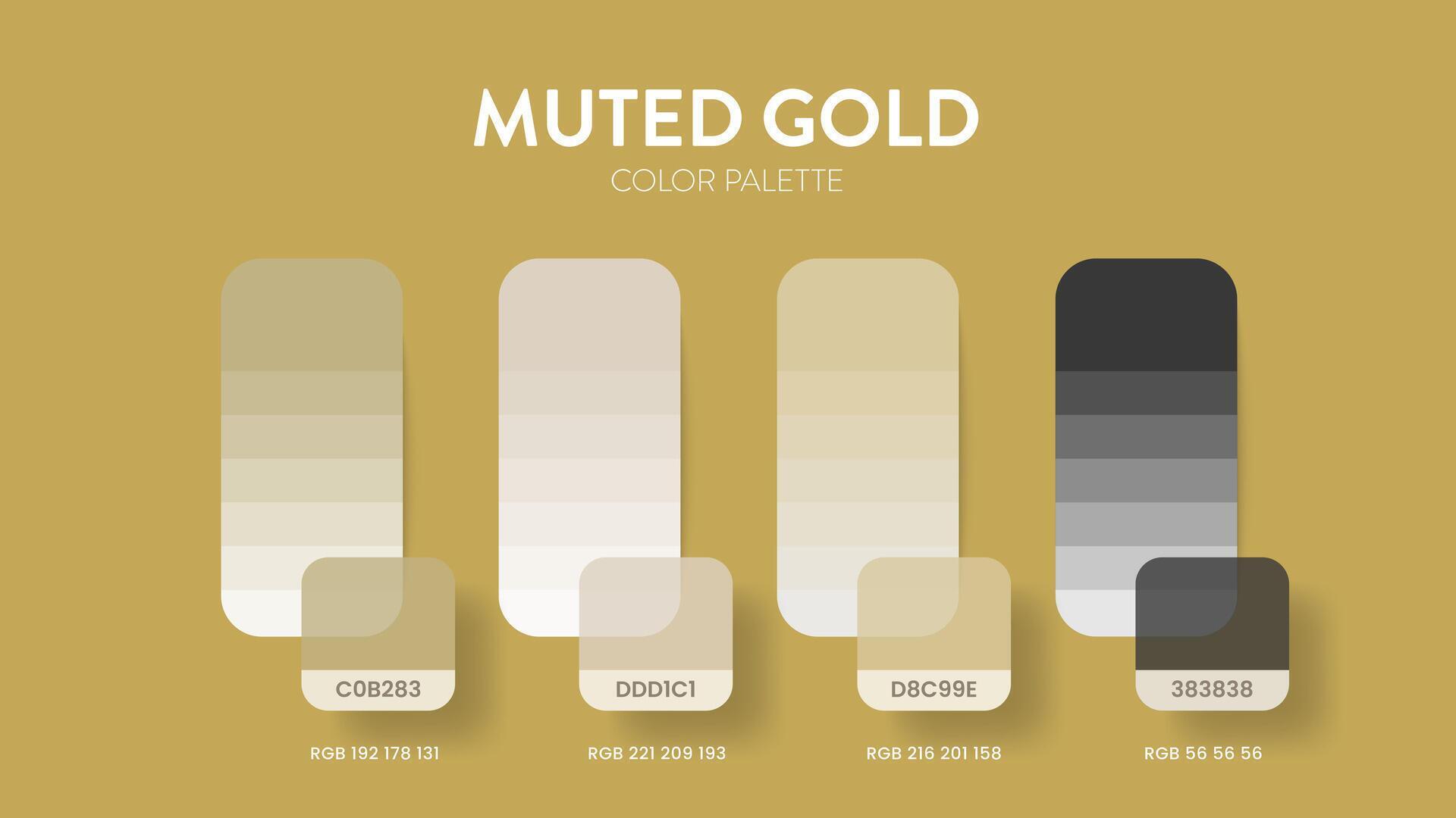 Color palette in Mute Gold colour theme collections. Color inspiration
