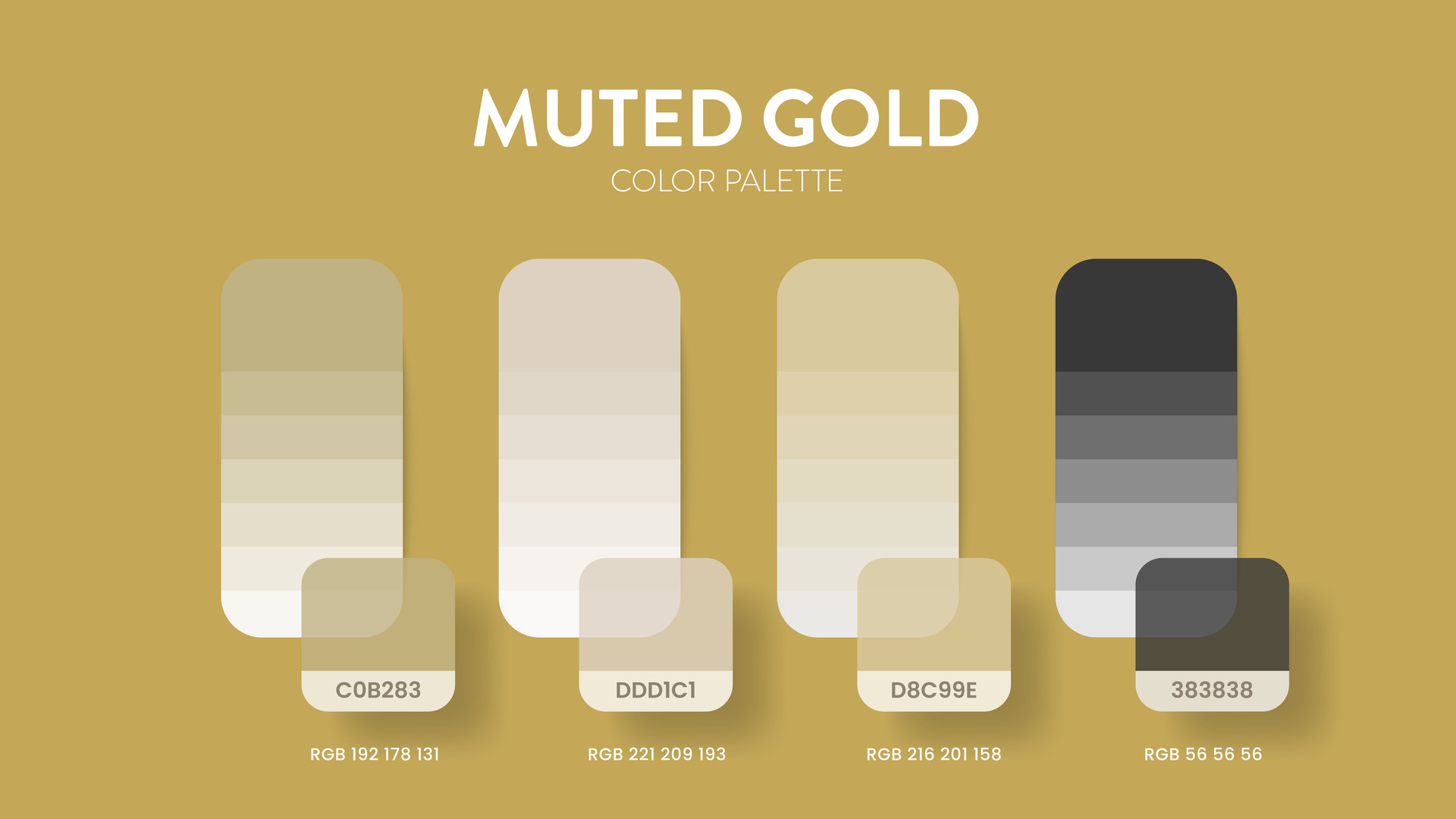 Color palette in Mute Gold colour theme collections. Color inspiration