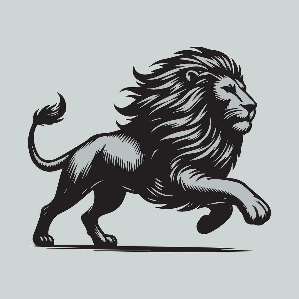 Lion vector illustration isolated on gray background. Graphic concept for your design