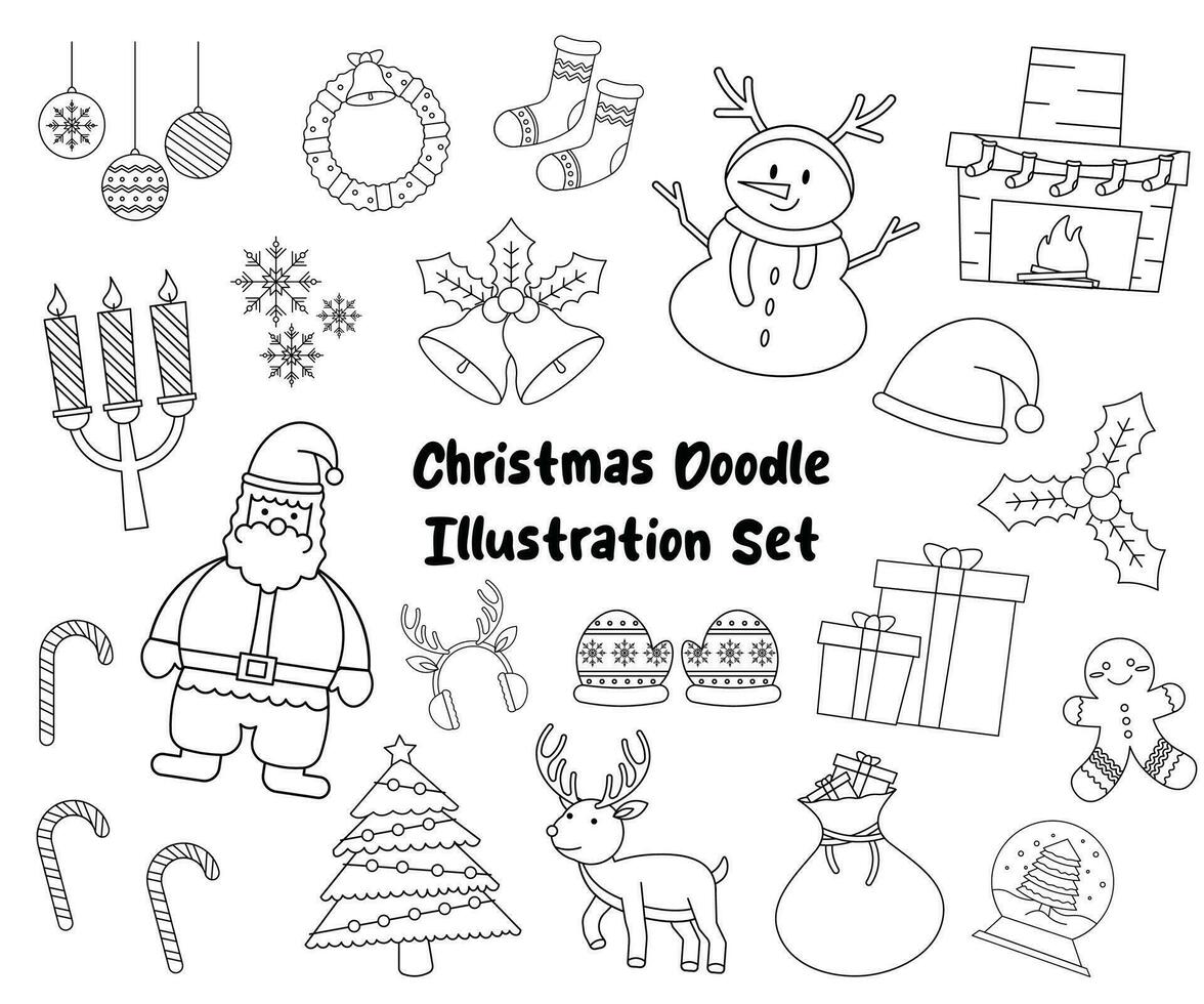 sencillo línea Navidad ilustración conjunto vector