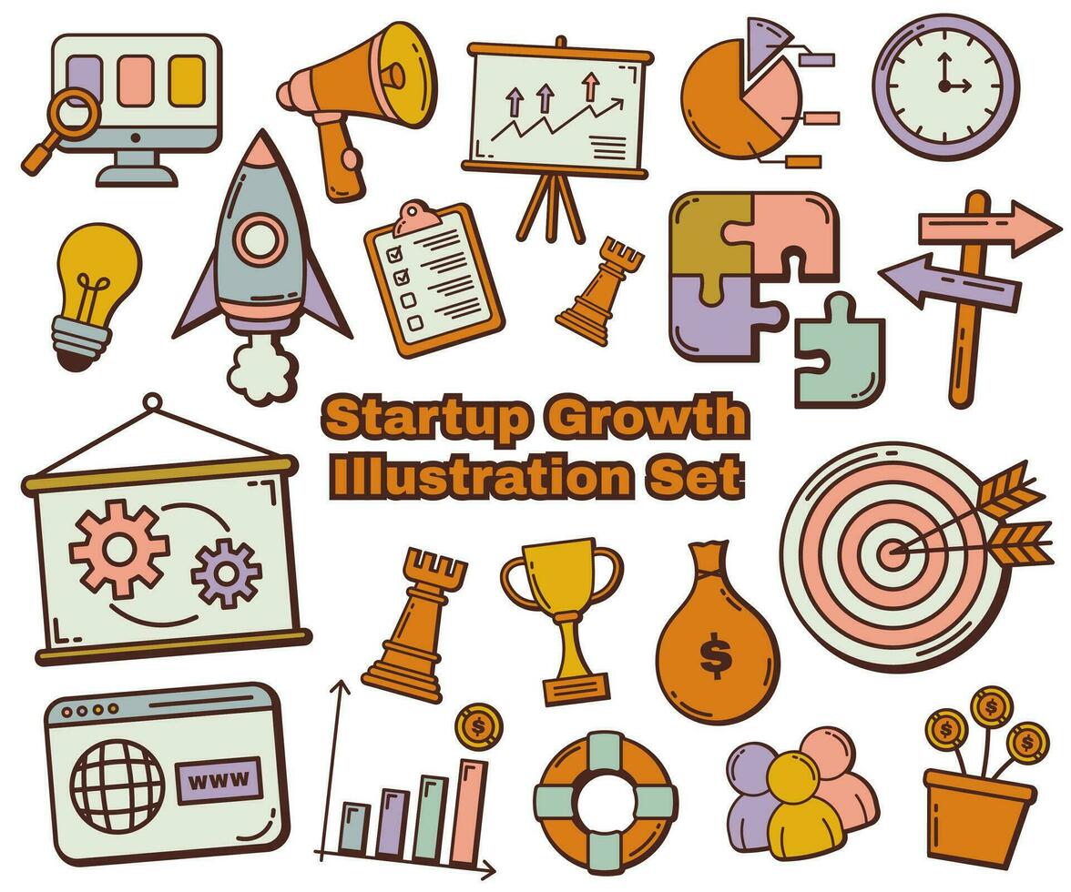 Set of Startup Growth Illustration Elements vector