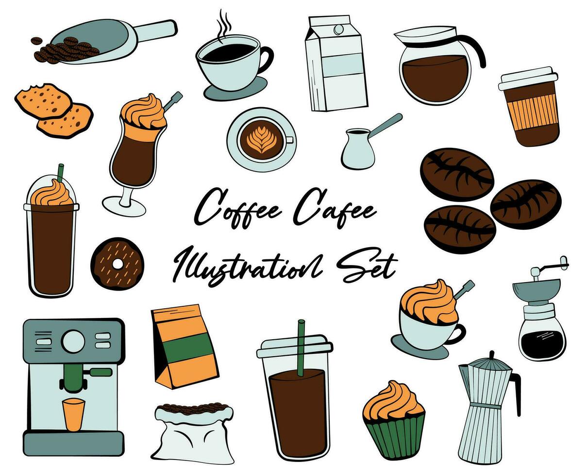 Coffee Shop Illustration Pack vector