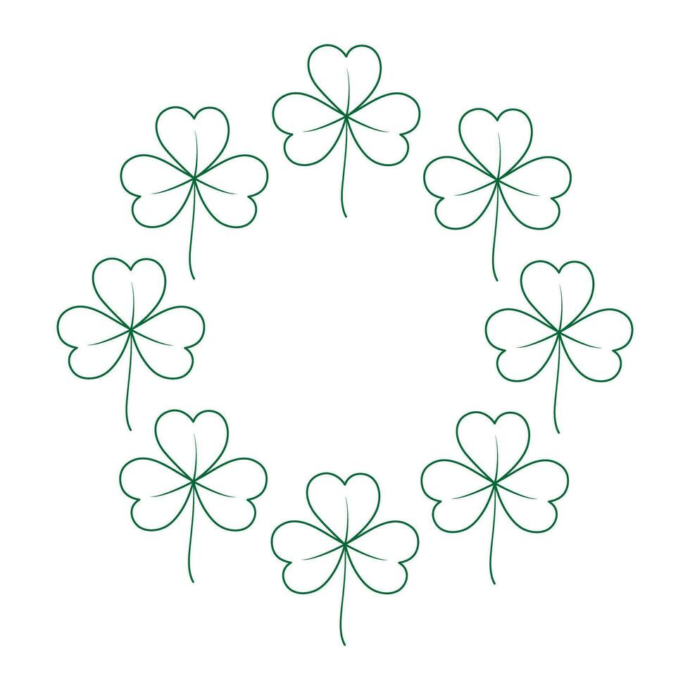 Abstract rounded outline drawn frame border of shamrocks. Design concept for St. Patrick greetings vector