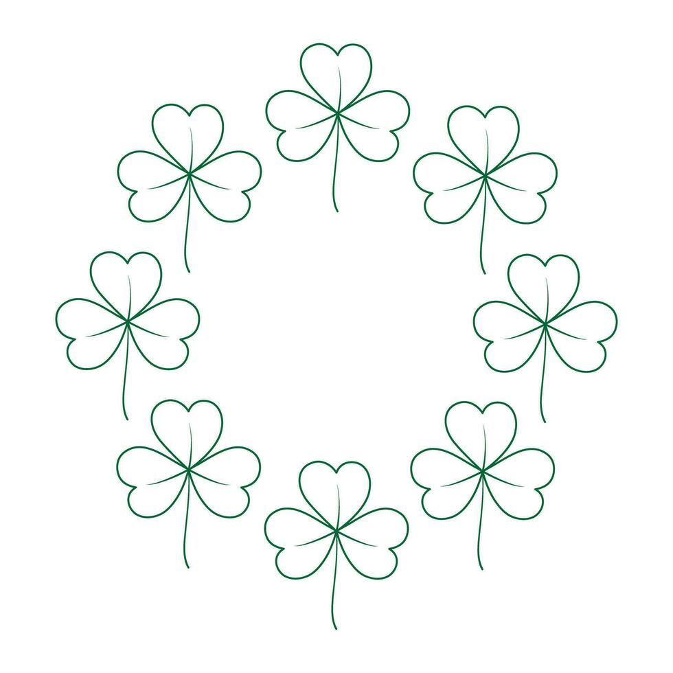 Abstract rounded outline drawn frame border of shamrocks. Design concept for St. Patrick greetings vector