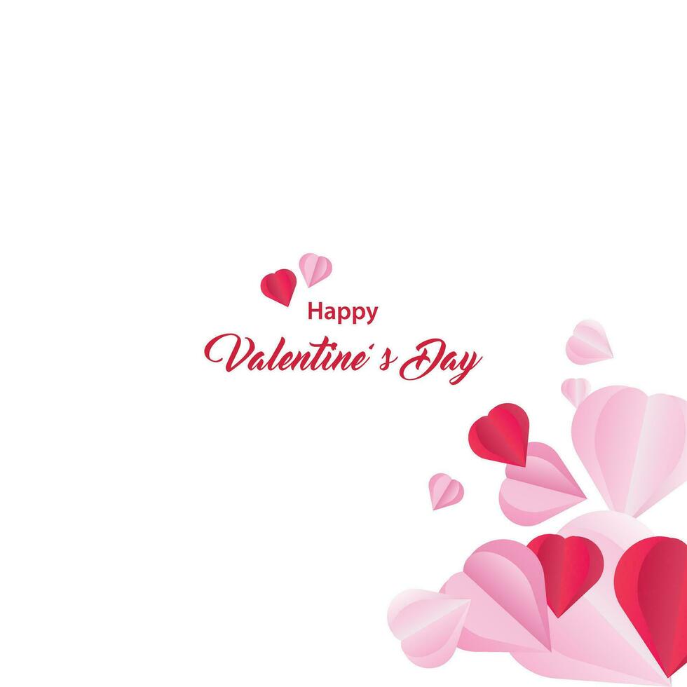 Background design with paper cut clouds. Place for text. Happy Valentine's Day sale header with hanging hearts. vector