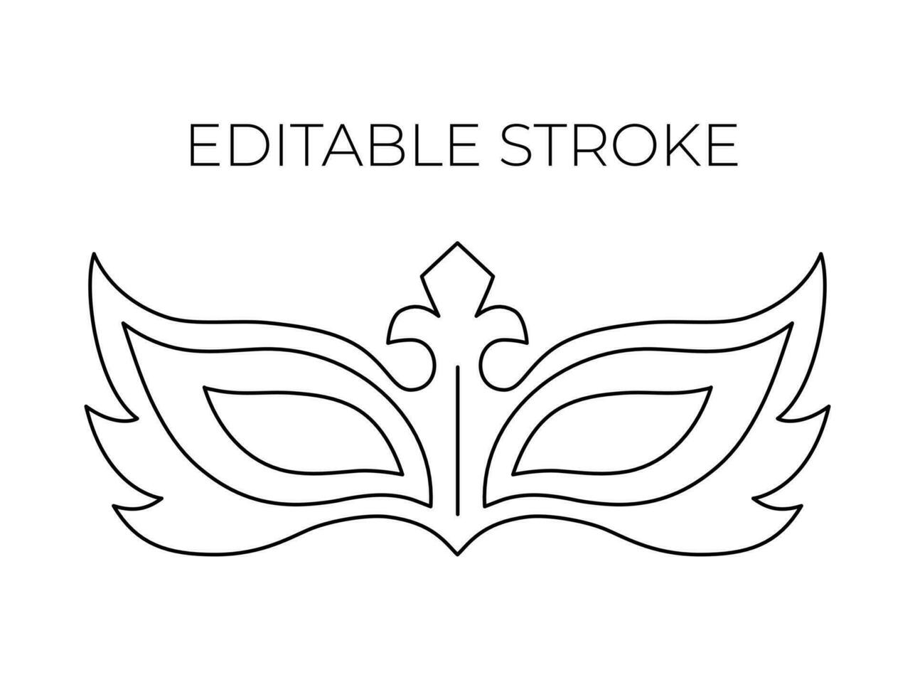 Outline carnival mask with editable stroke. Simple illustration vector