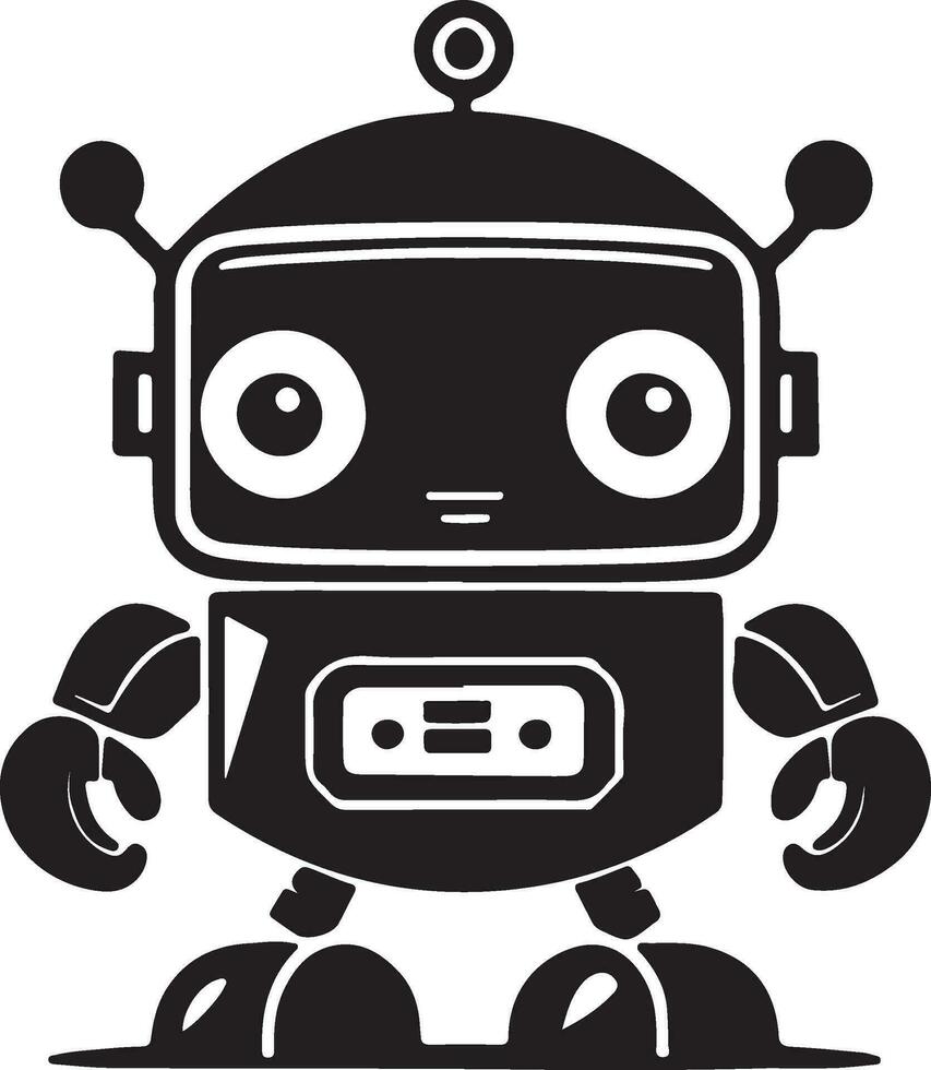 black and white robot vector