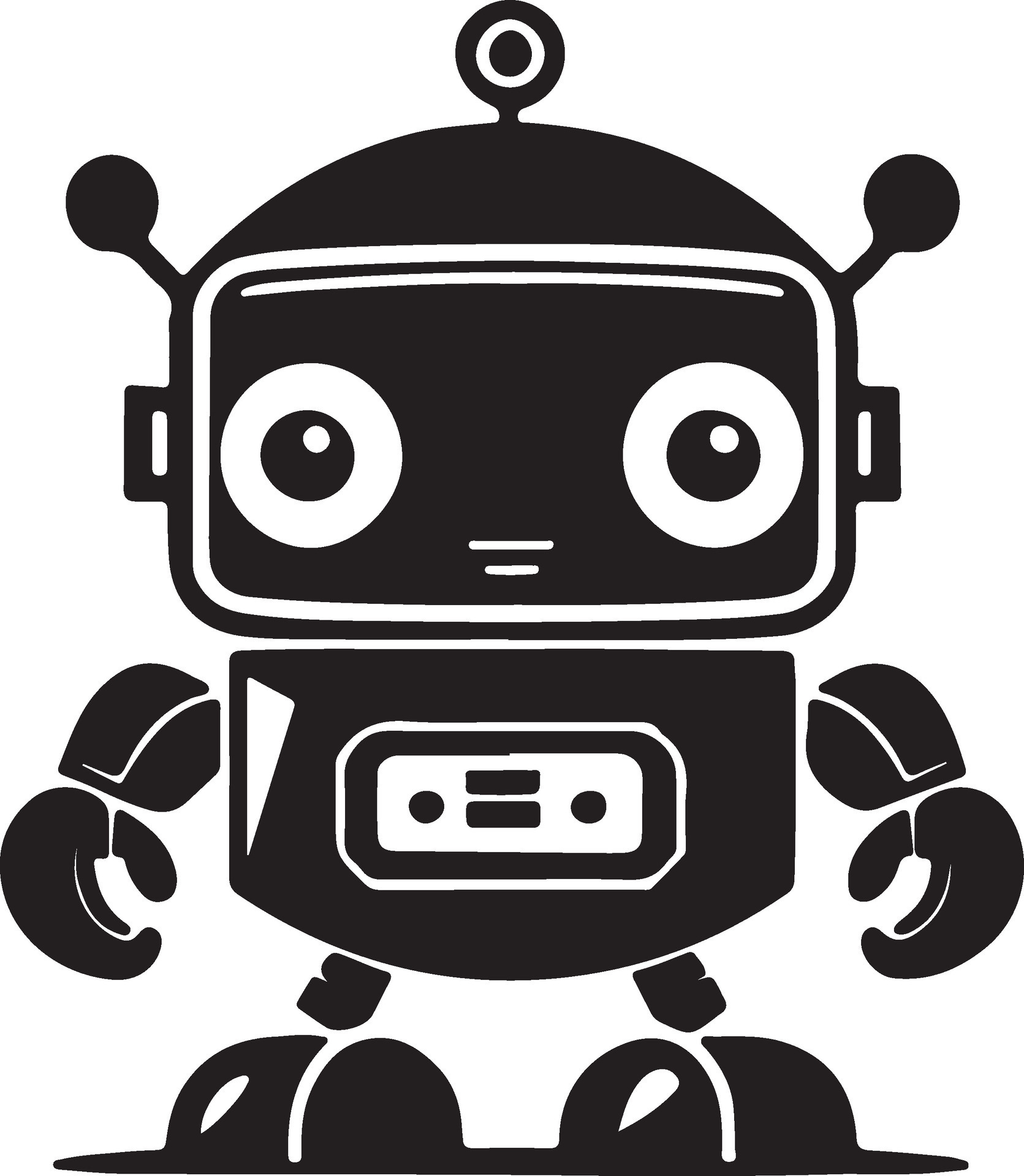black and white robot 36754908 Vector Art at Vecteezy