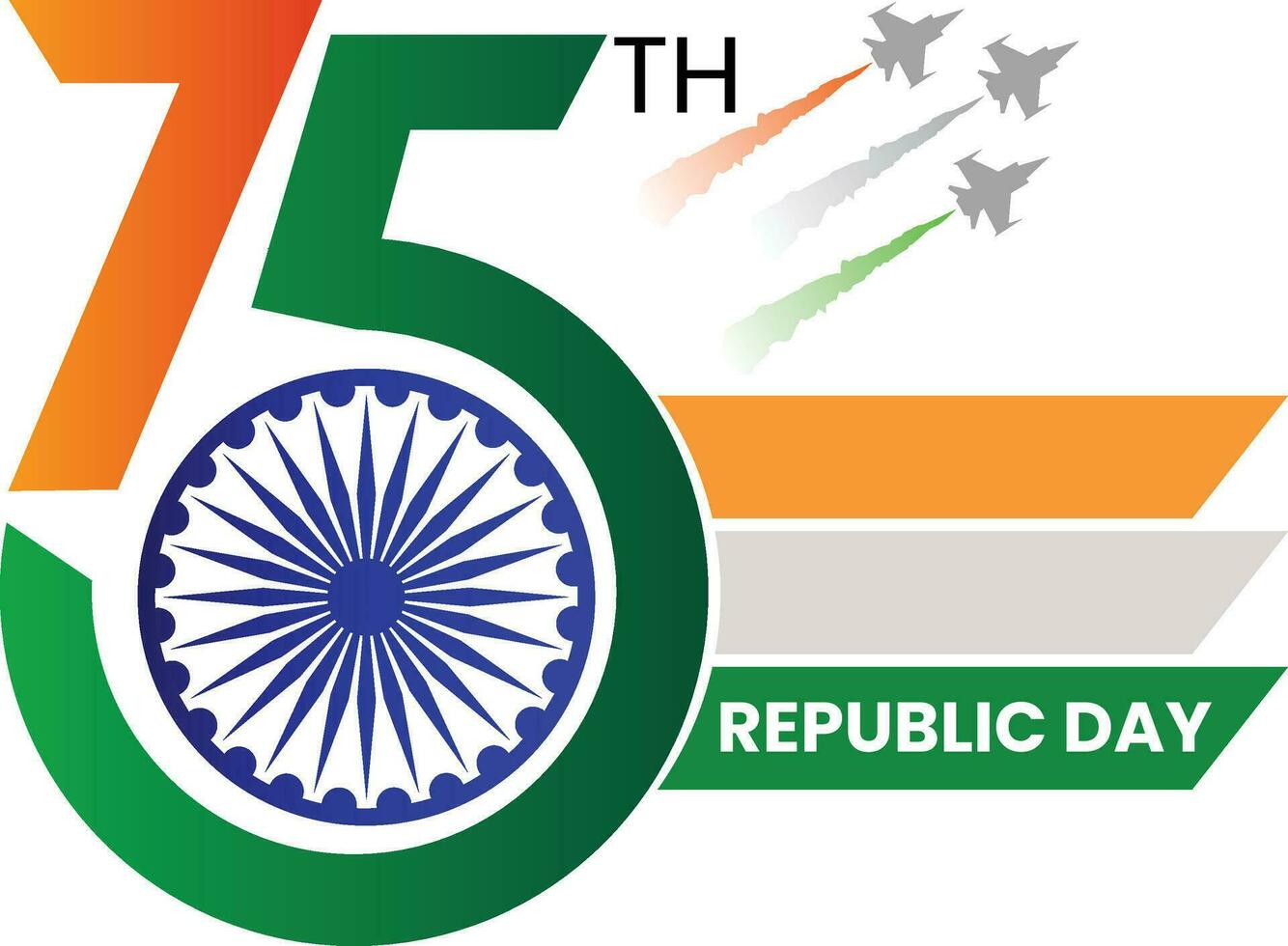 Indian republic day 26 January 75th vector