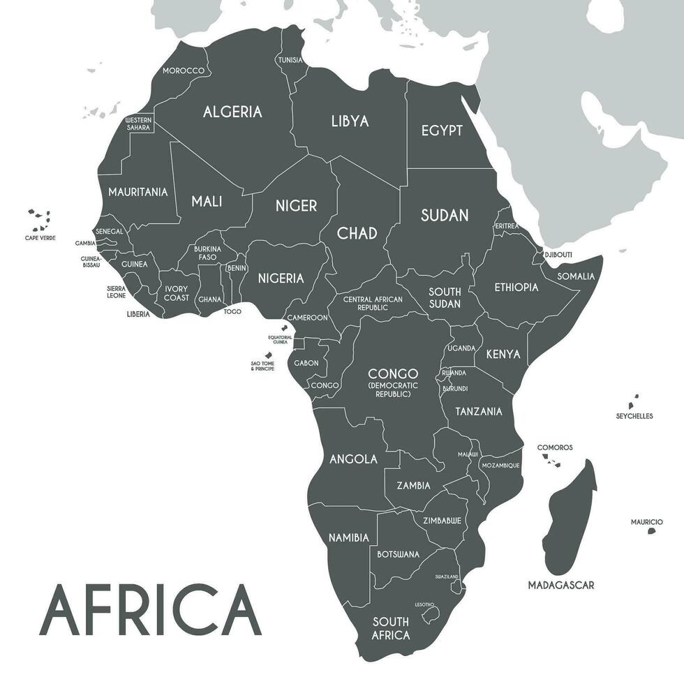 político África mapa vector ilustración aislado en blanco antecedentes. editable y claramente etiquetado capas.