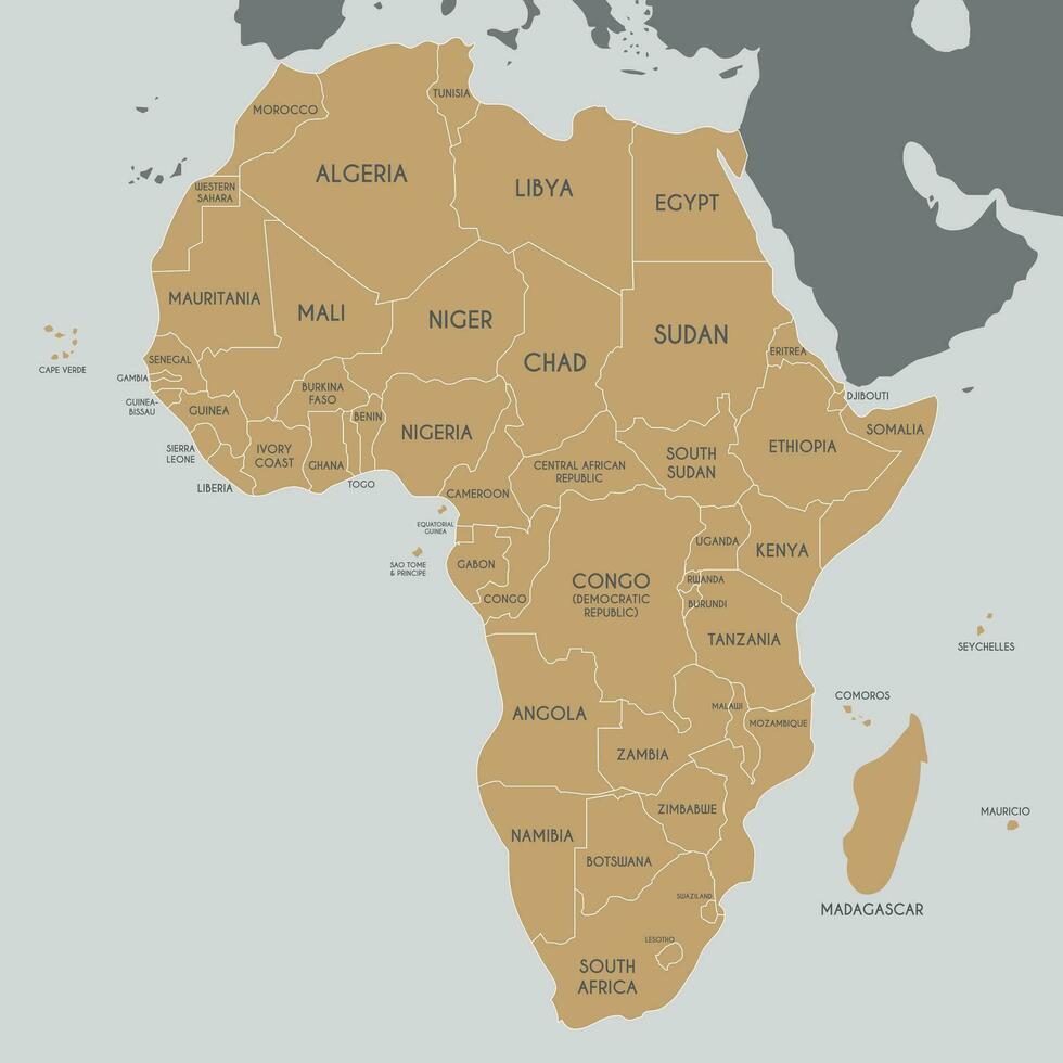 Political Africa Map vector illustration. Editable and clearly labeled layers.