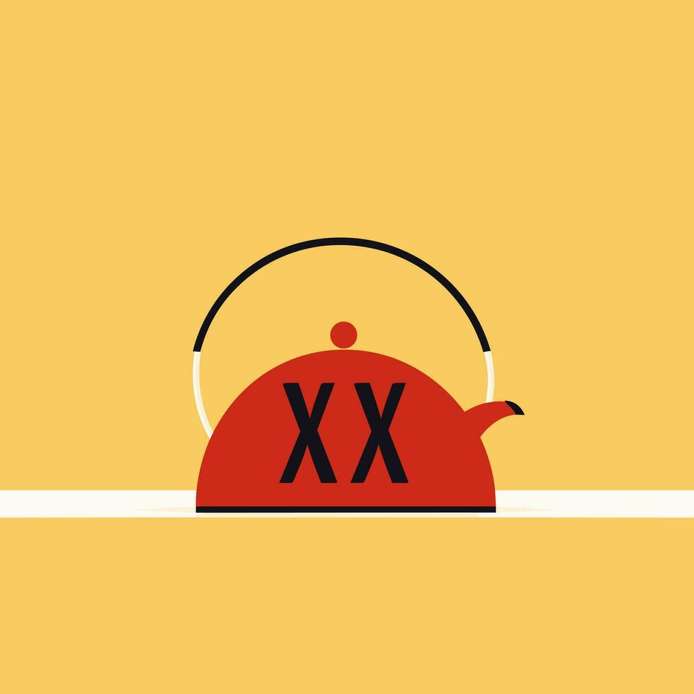 AI generated Dishes shop filled colorful initial logo idea. Buying kettles for coffee brewing. Letters inside kettle shape. Graphic design vector