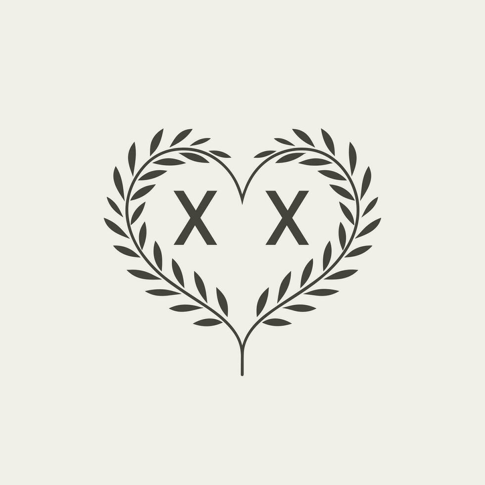 AI generated Bohemian fashion apparel house glyph solid initial logo idea. Ethnic production. Letters inside heart shape. Graphic design vector